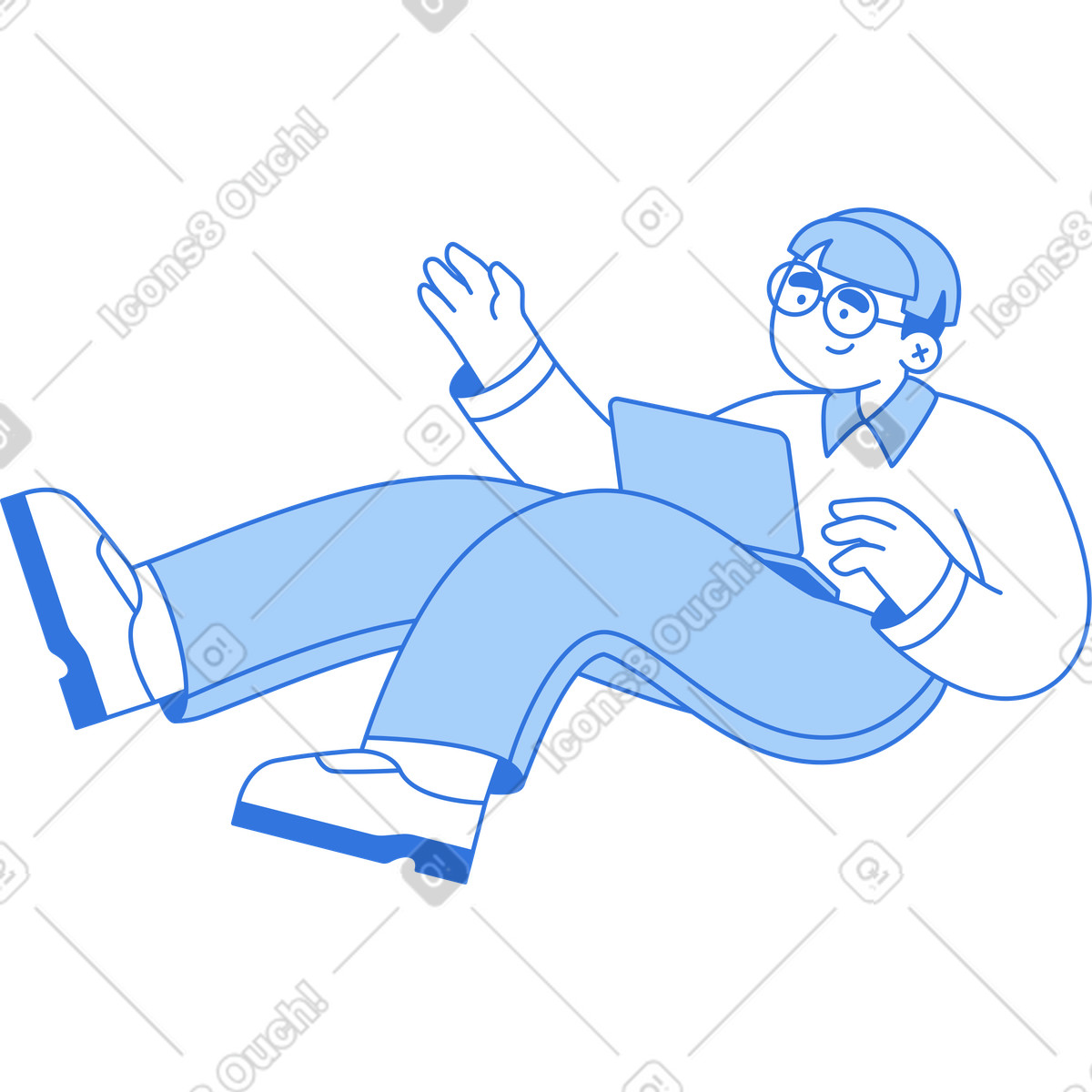 Ilustración Hombre con laptop en estilo Sky a descargar en PNG y SVG