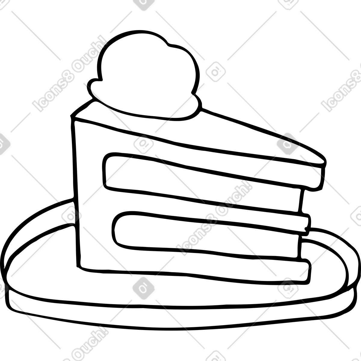 Stück kuchen auf einem teller-Illustration im Marks-Stil als Download in PNG, SVG