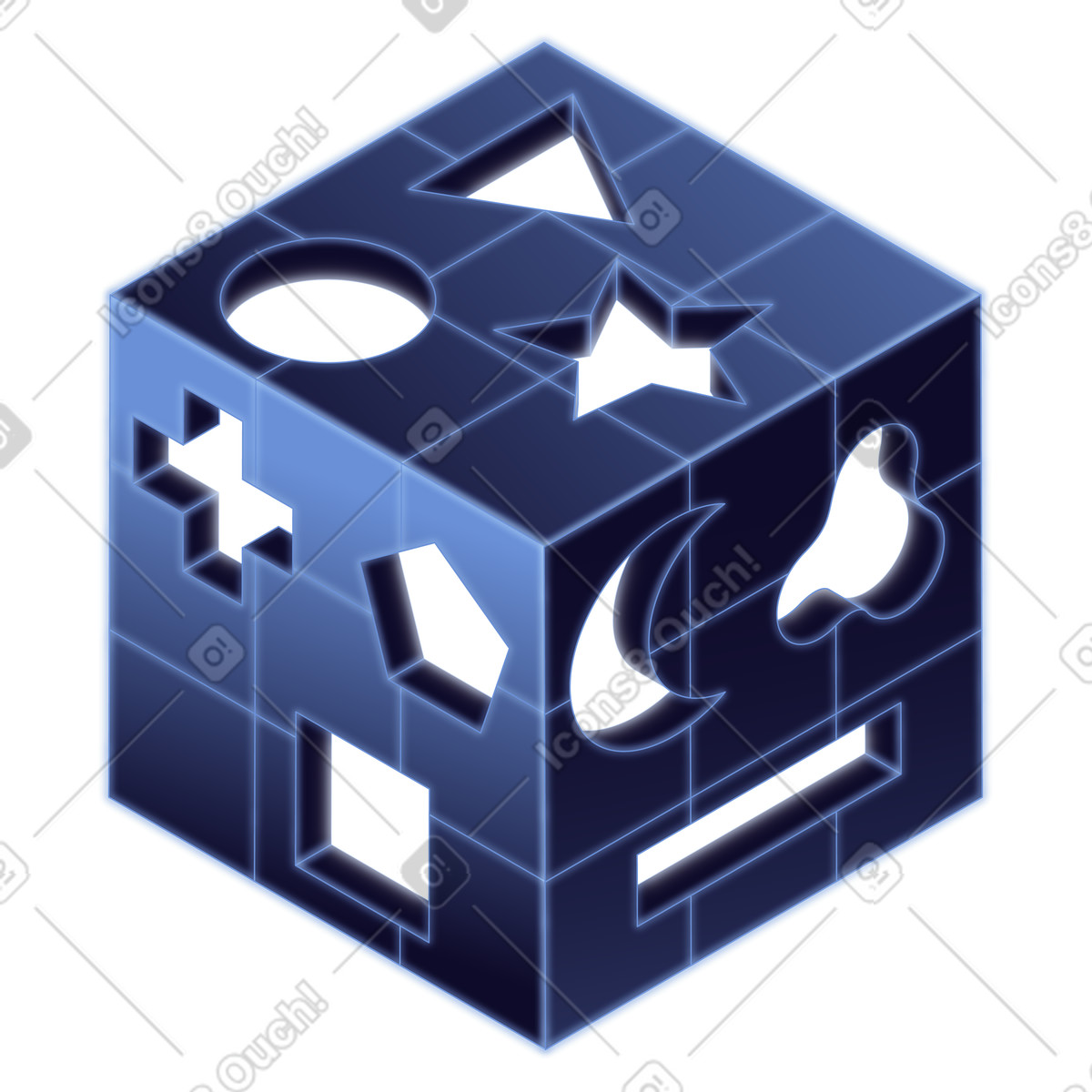 Dimension スタイルの Cube with slots for shapes のイラストをPNG、SVG形式でダウンロード