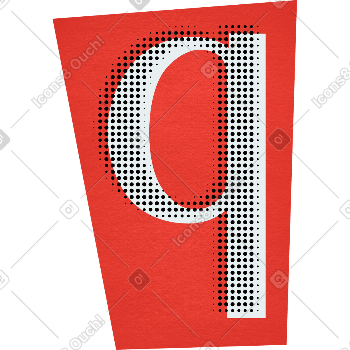 Ilustración Collage lowercase letter q en estilo Paper Cut a descargar en PNG y SVG