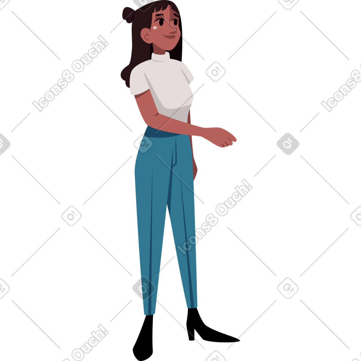 Donna tese la mano illustrazione in stile Vivid scarica in PNG, SVG