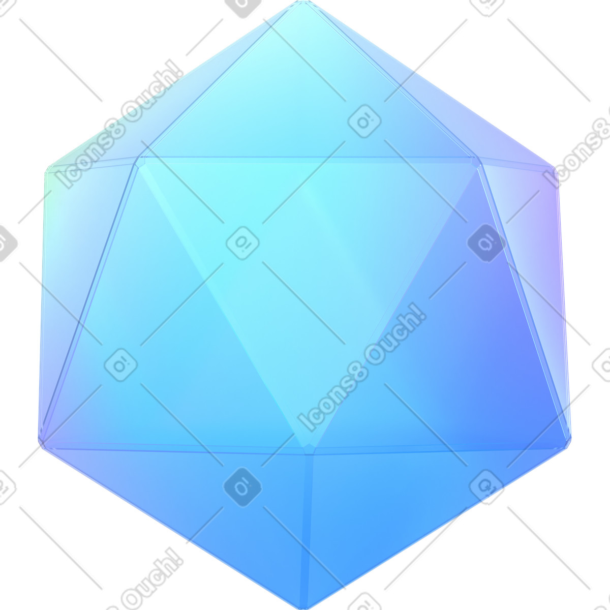 Illustration animée Magical crystal polygon for game loot and fantasy treasure dans le style 3D Glassy à télécharger aux formats GIF, Lottie (JSON), AE