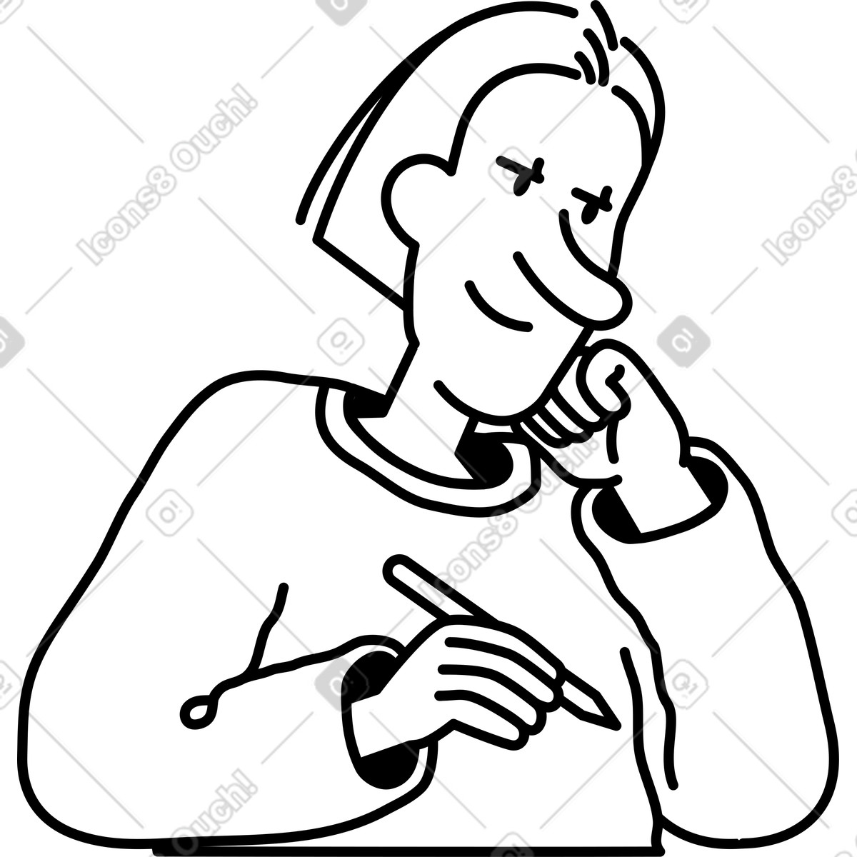Ilustración Joven escribiendo algo en estilo Notes a descargar en PNG y SVG