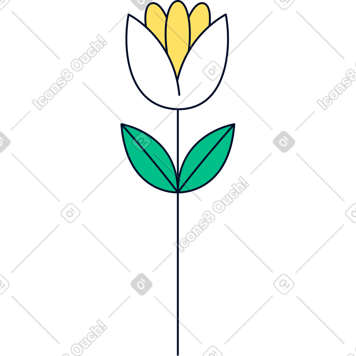 Fiore illustrazione in stile Teal scarica in PNG, SVG