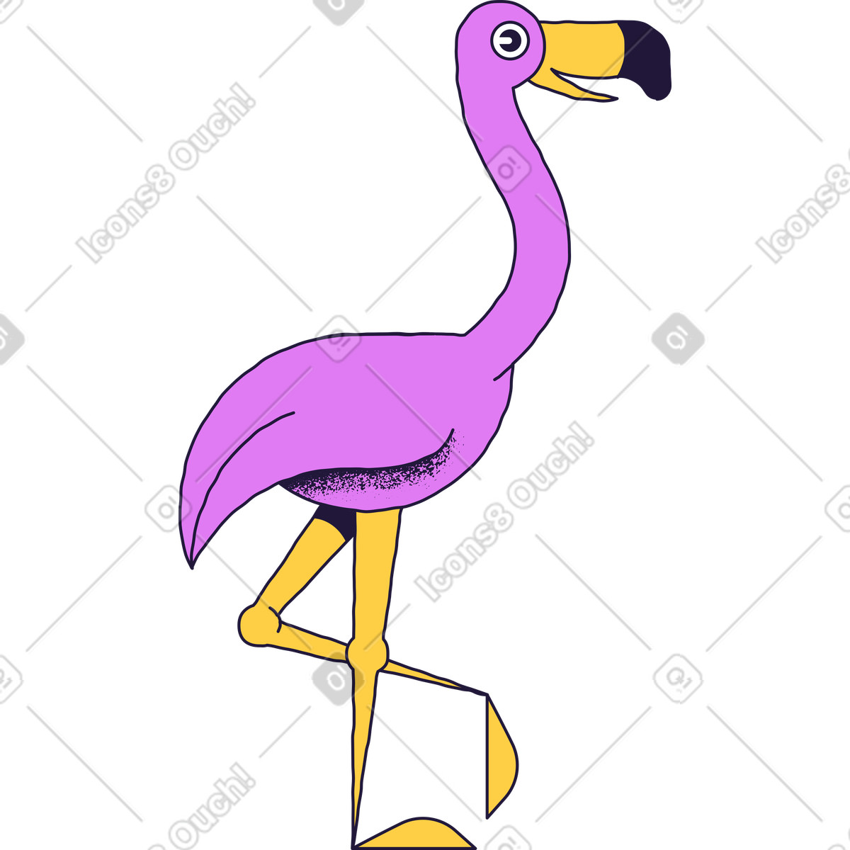 Ilustração de Flamingo em no estilo Conifer para baixar em PNG, SVG