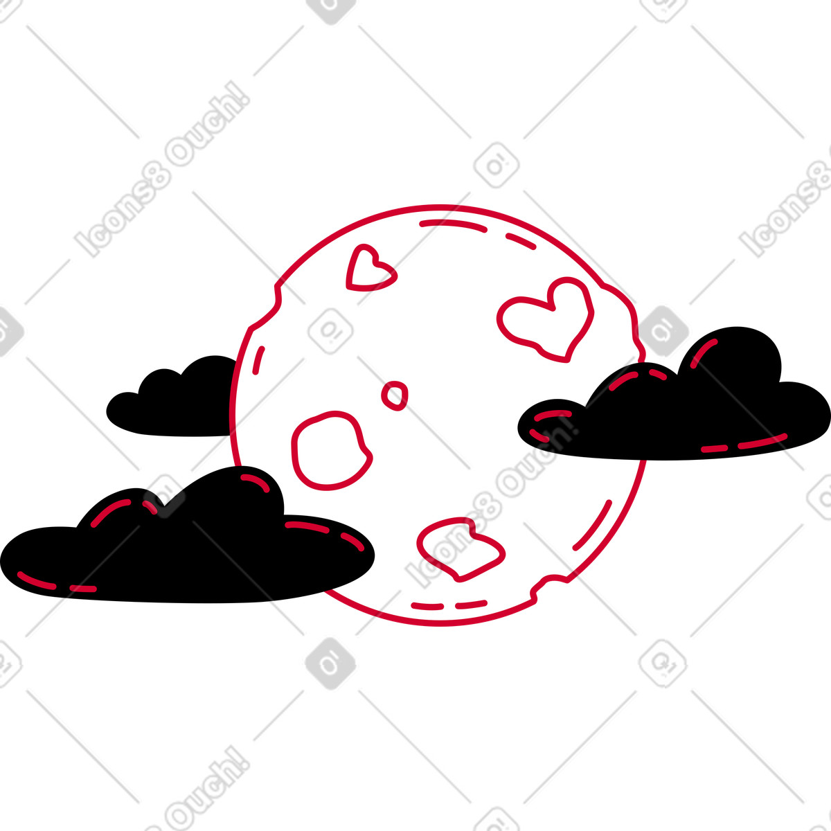 Full moon with clouds illustration in Ruby style download in PNG, SVG