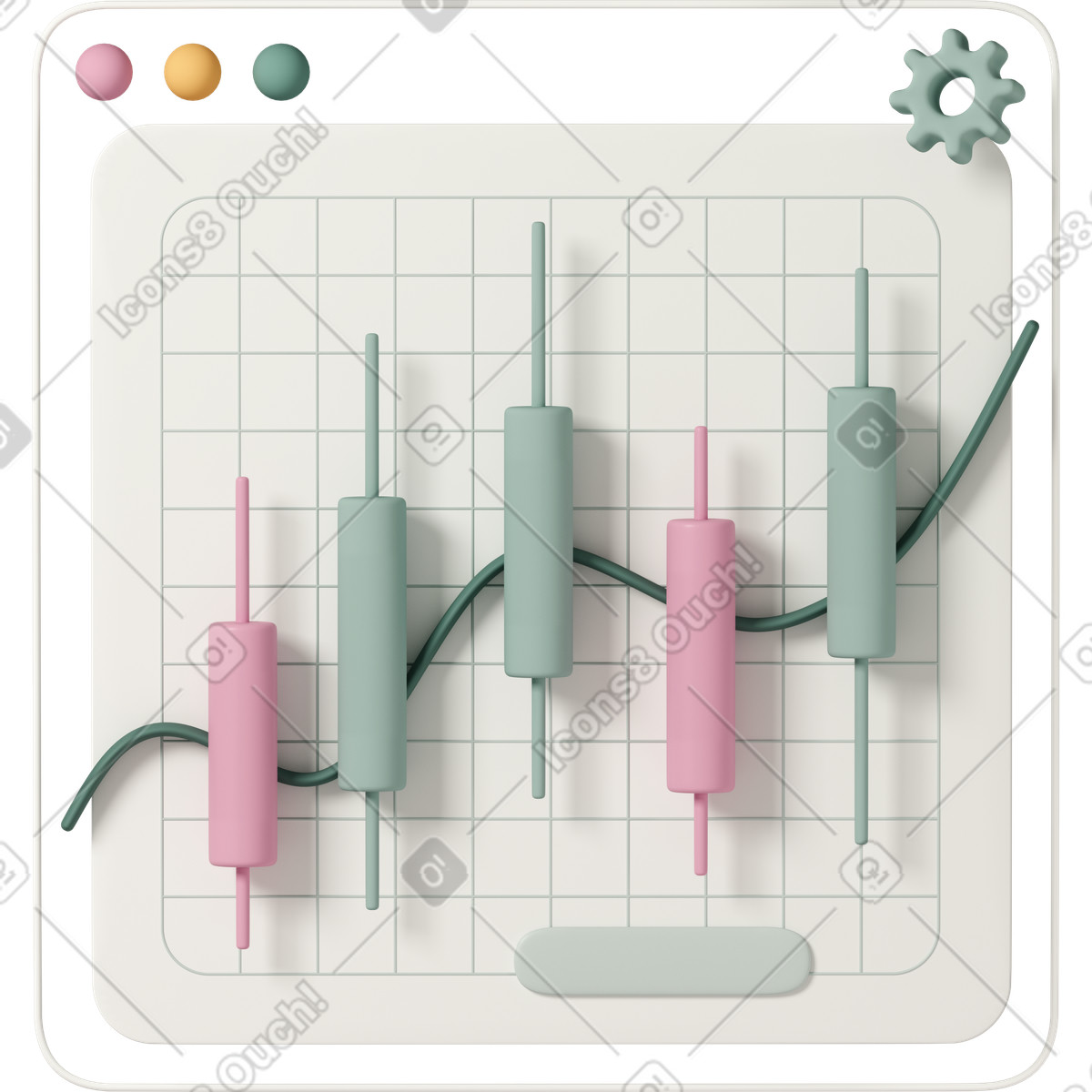 3D Casual life スタイルの Candlesticks chart のアニメーションイラストをGIF、Lottie (JSON)、AEでダウンロード