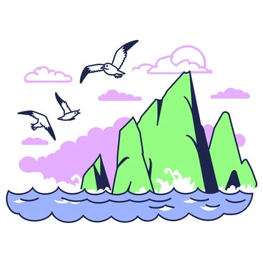 Seagulls soaring above a rugged seaside cliff with crashing waves below