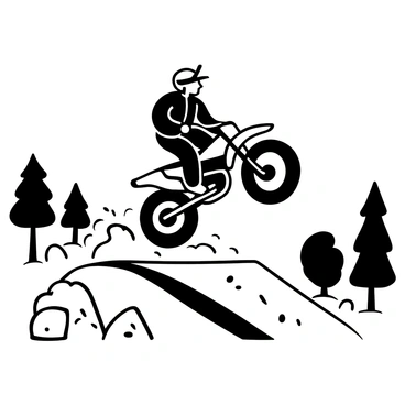 A gnarly biker in motion, performing stunts on a dirt track