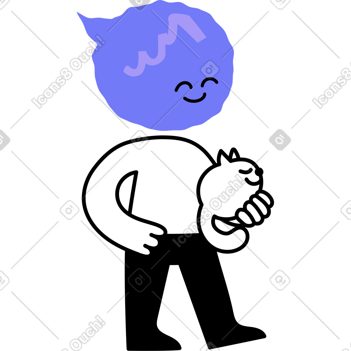 Illustration Personnage avec un chat dans le style Giggle à télécharger aux formats PNG, SVG