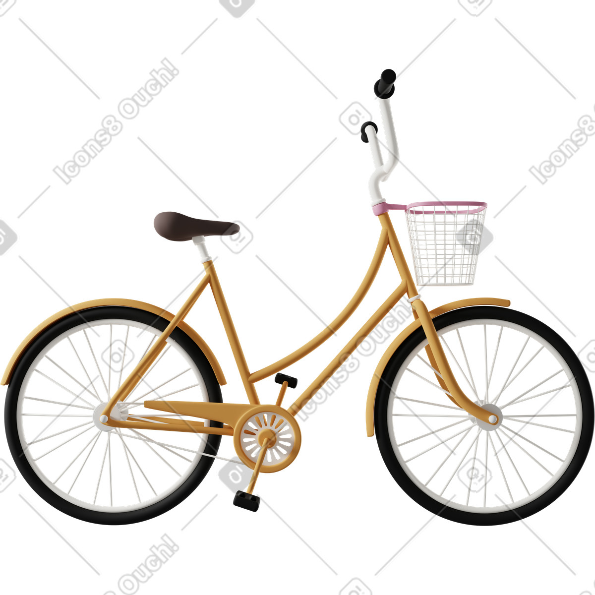 Ilustração de Close up of a yellow bike em no estilo 3D Casual life para baixar em PNG, SVG