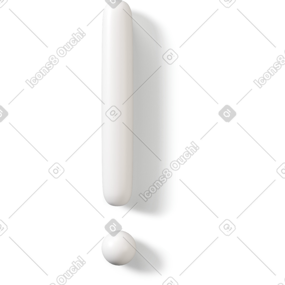 Weißes ausrufezeichen-symbol-Illustration im 3D Buddy-Stil als Download in PNG, SVG