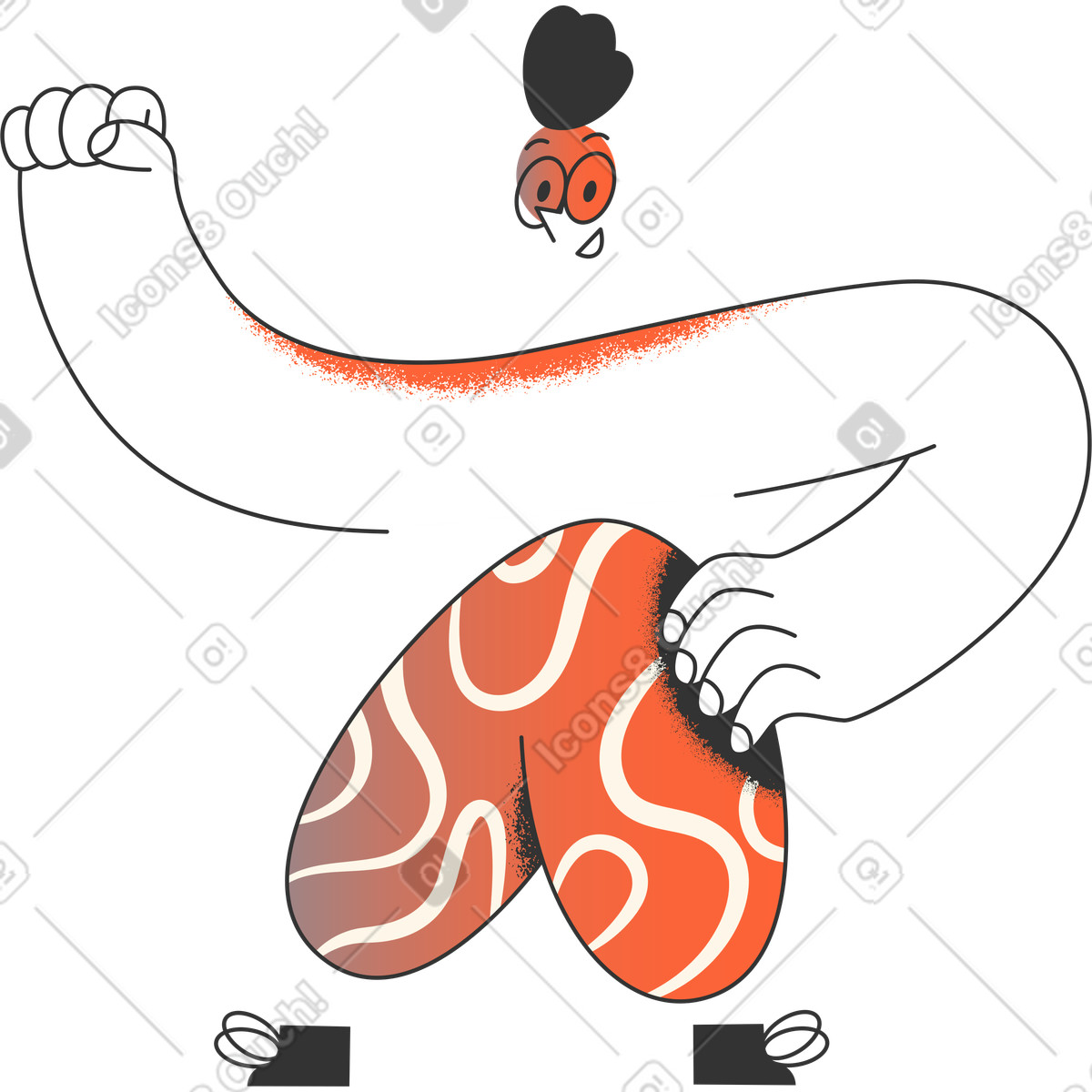 Ilustración Man with a raised fist en estilo Crayon descargar en PNG y SVG