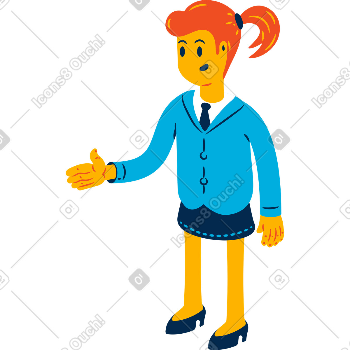 Woman suit illustration in Flame style download in PNG, SVG