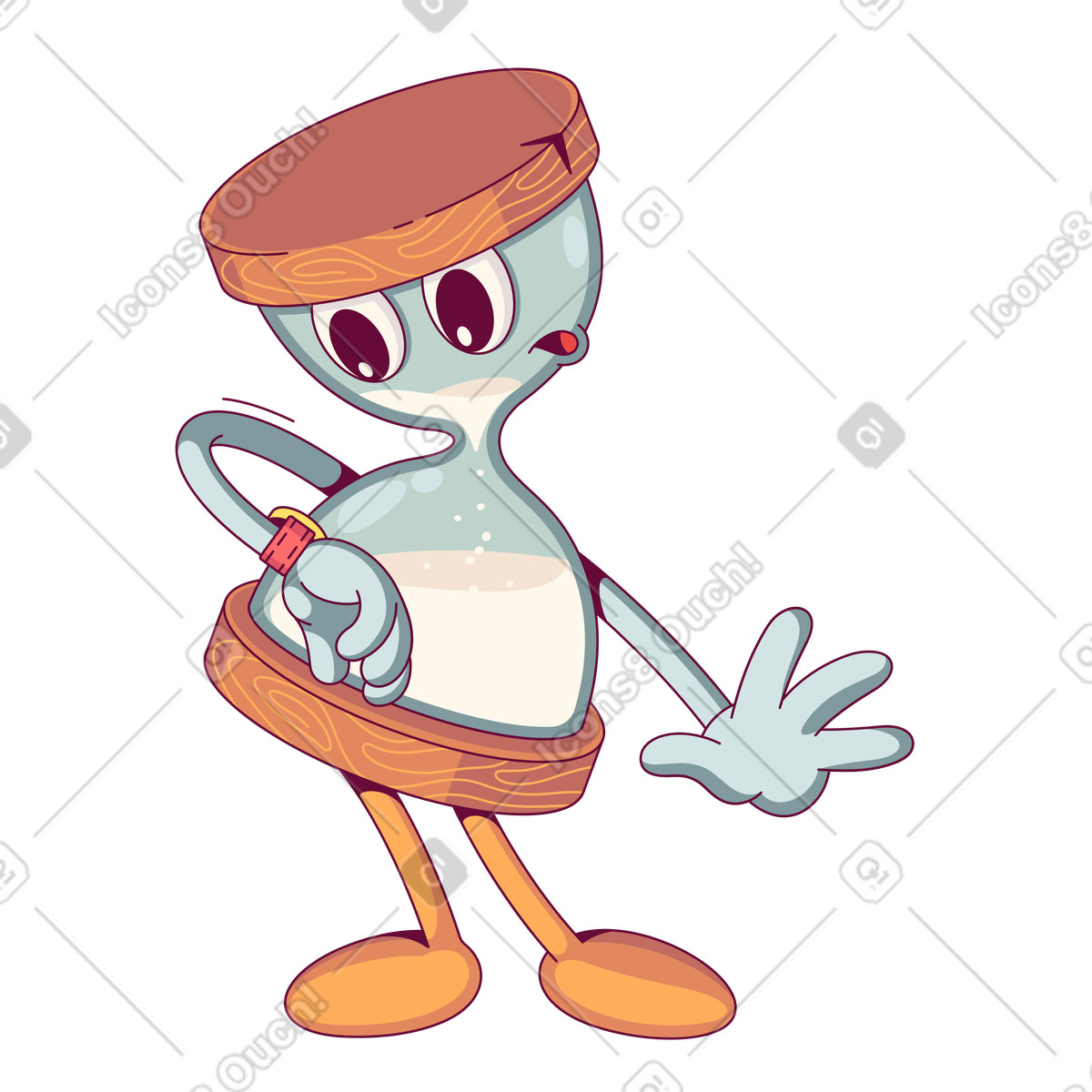 Checking time with hourglass, management reminder concept illustration in Handy style download in PNG, SVG