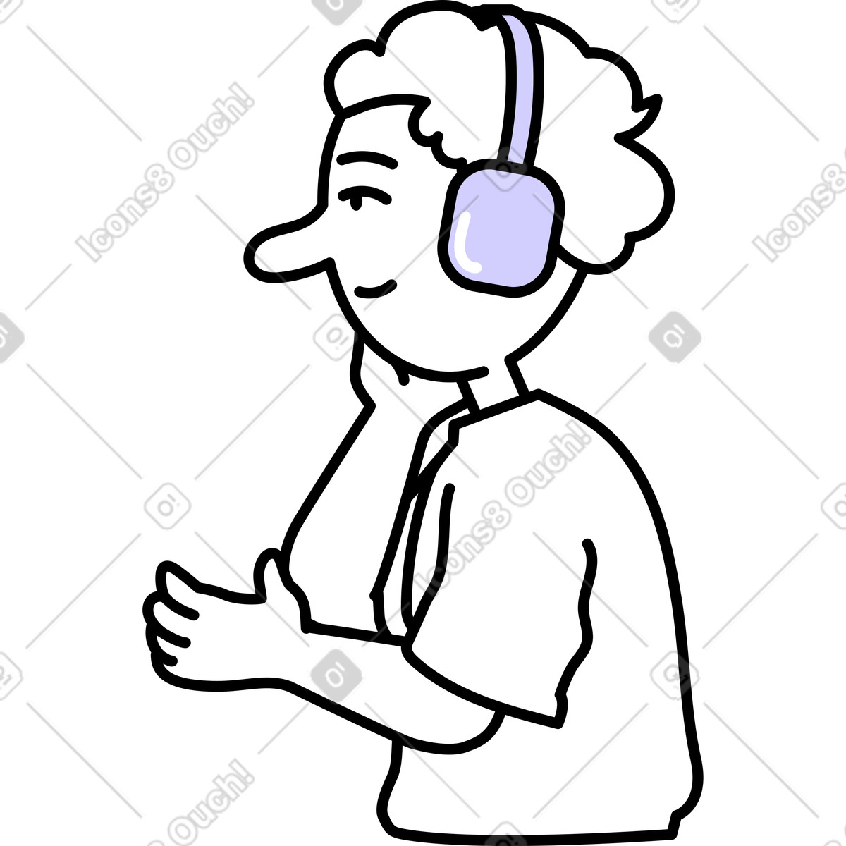 Mann in kopfhörern-Illustration im Notes-Stil als Download PNG, SVG