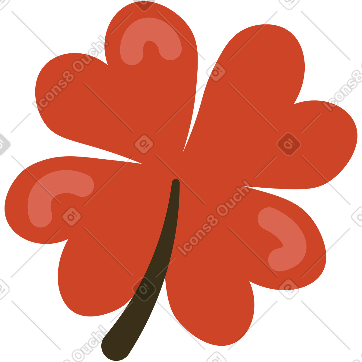 Four leaf clover illustration in Arabica style download in PNG, SVG