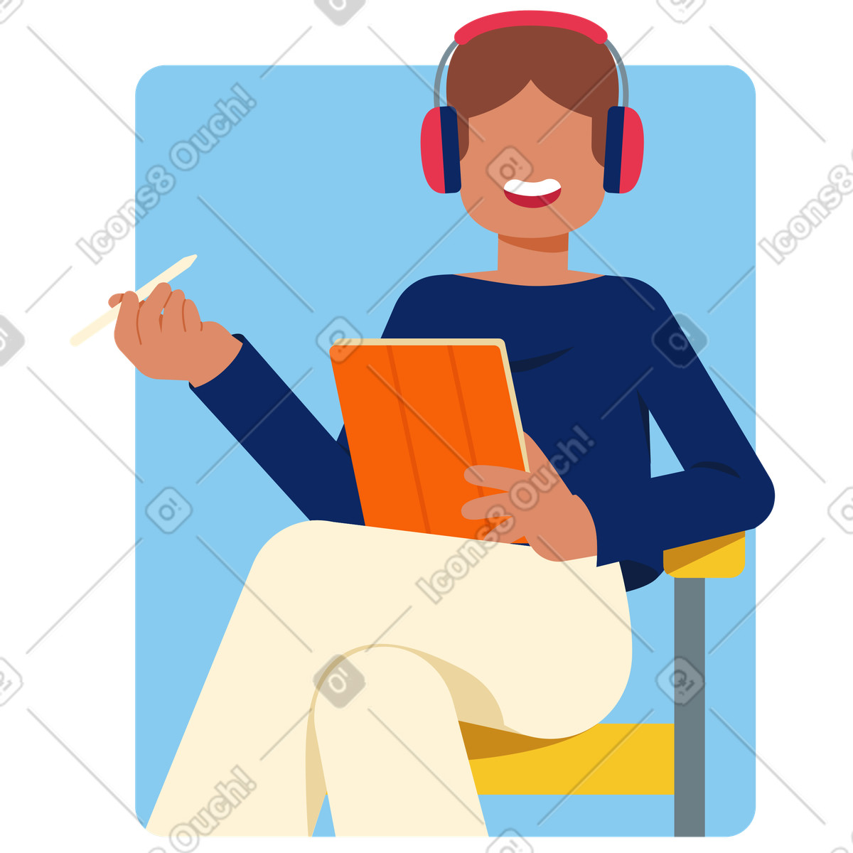 Ilustración Mujer viendo una conferencia en línea estilo Catchy a descargar PNG y SVG