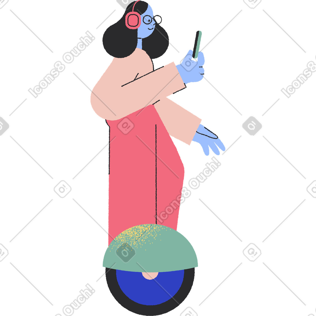 下载 Pablo 风格的 Girl on hoverboard 插画，支持 PNG、SVG 格式