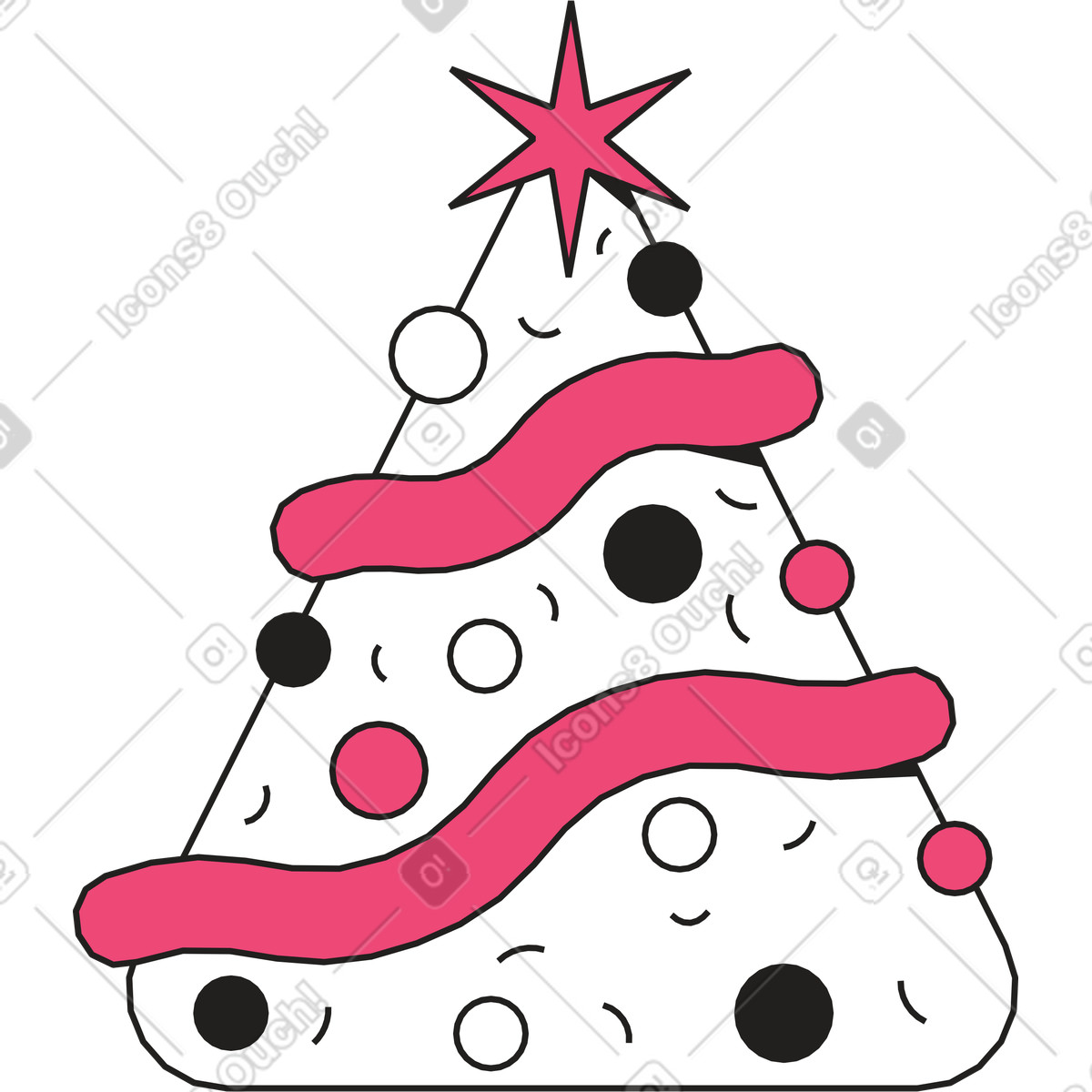 Ilustração de Árvore natal branca em no estilo Dazzle Line para baixar em PNG, SVG