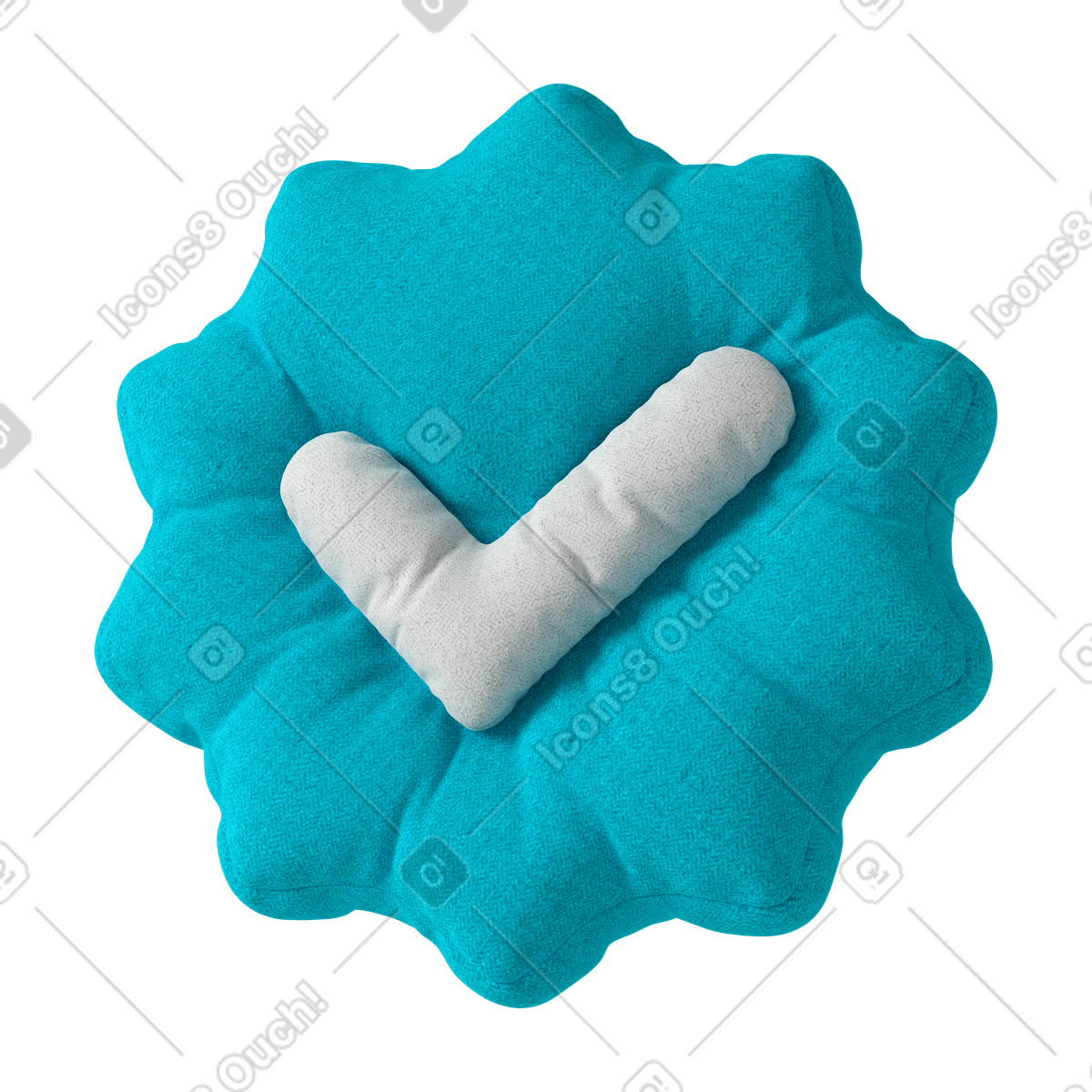 White check mark on blue illustration in PNG, SVG