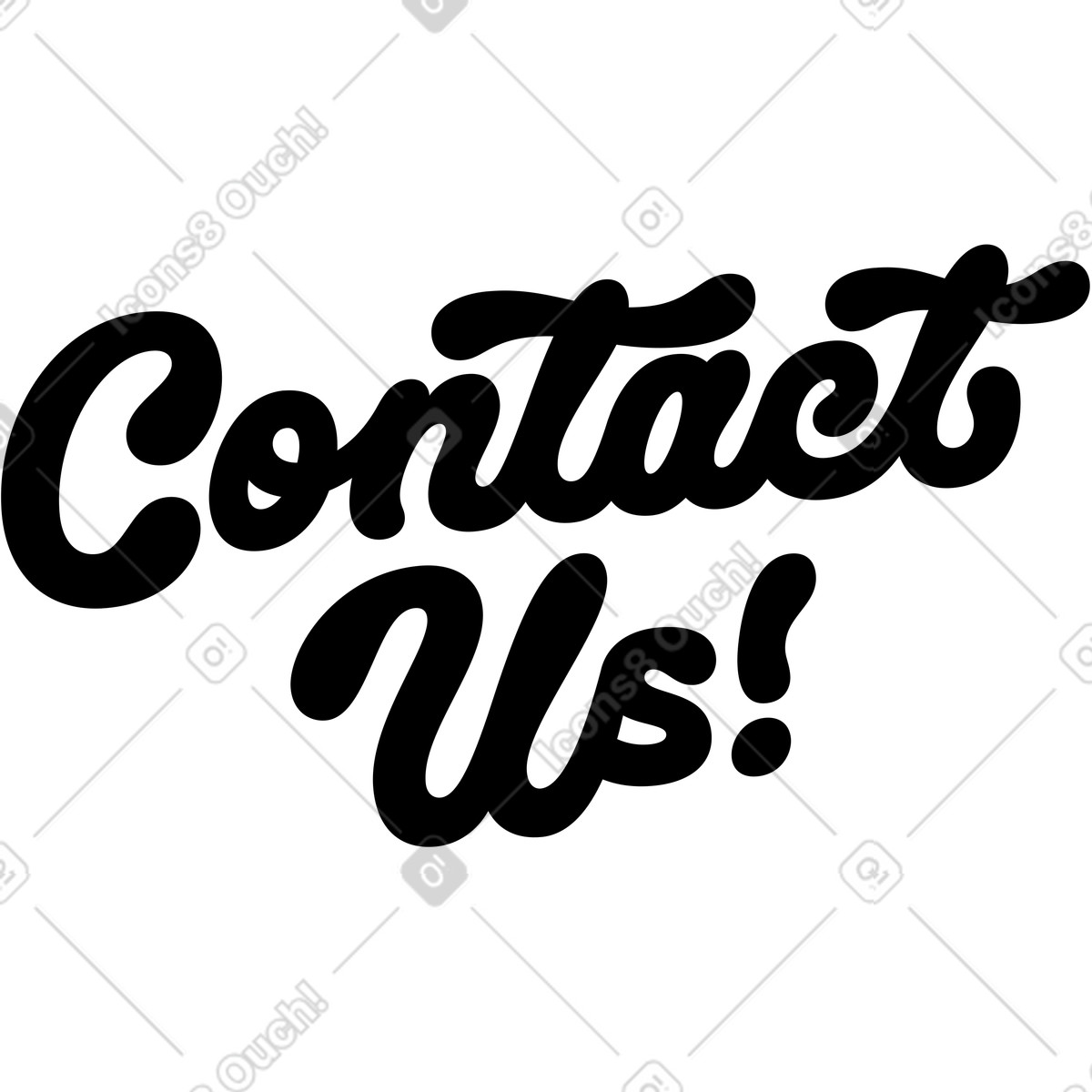 Lettering contact us! text illustration in Airy style download in PNG, SVG