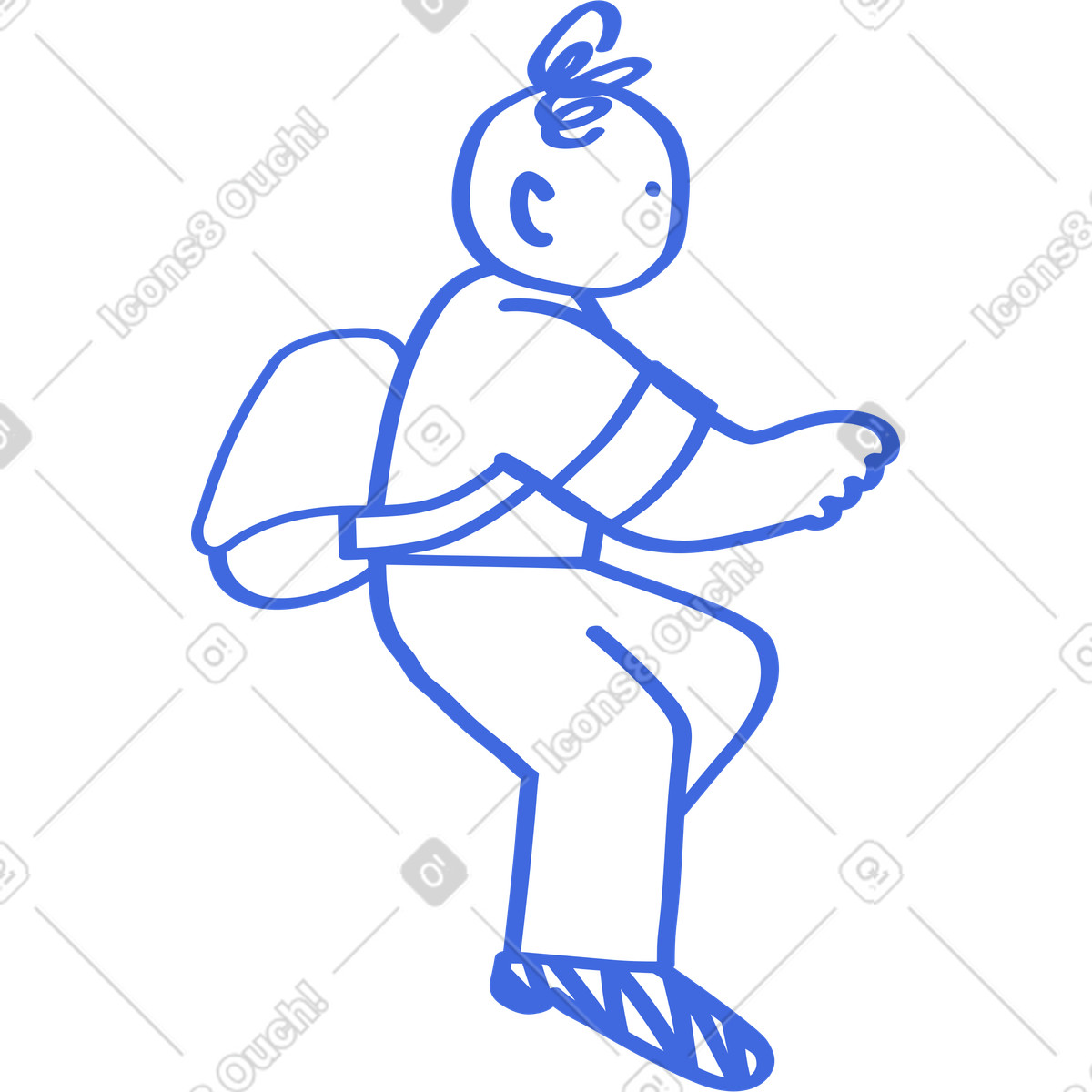 Иллюстрация Backpack student sitting sideways with bent legs and relaxed posture в стиле Ballpoint Pen — скачать в форматах PNG, SVG