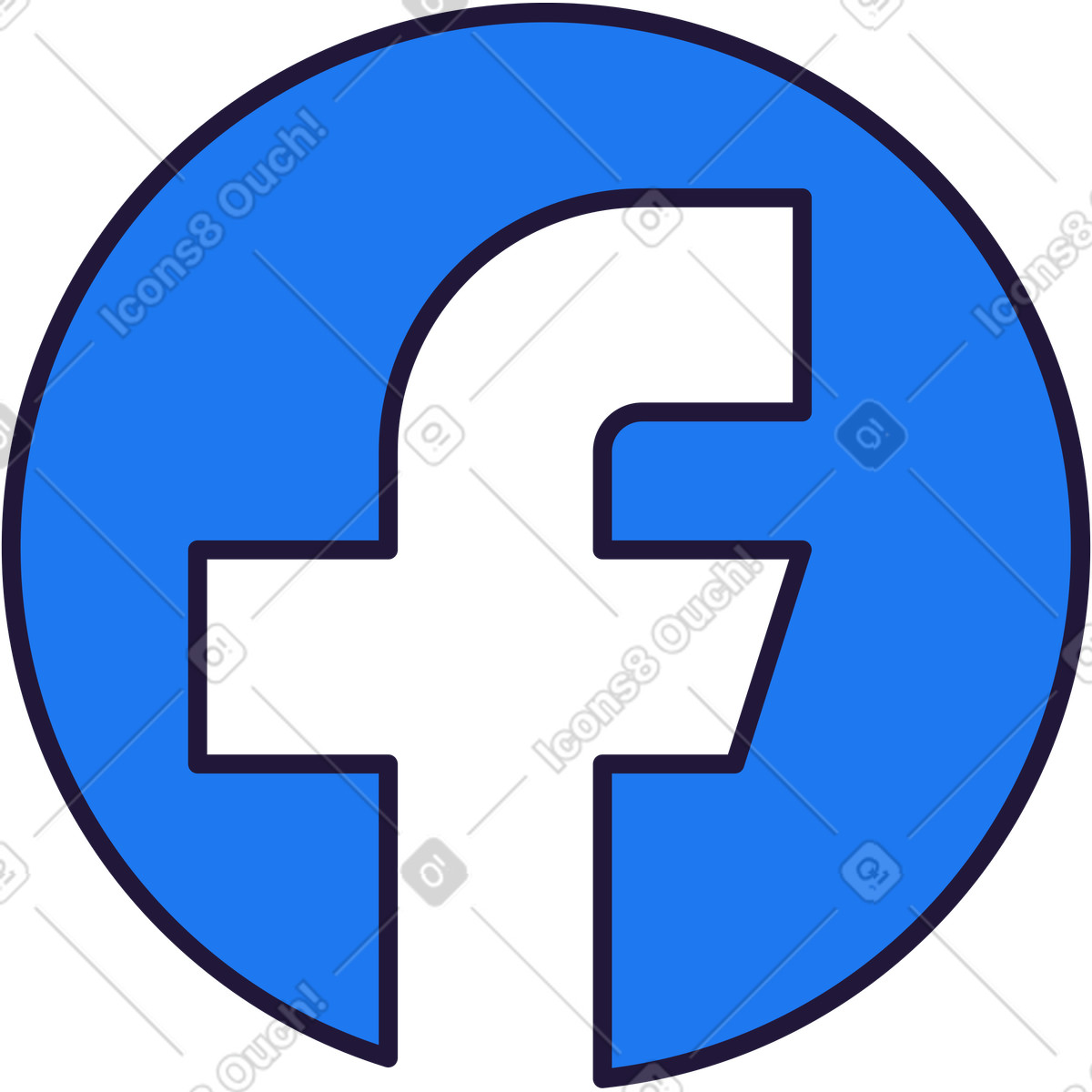 Ilustración Facebook en estilo Conifer a descargar en PNG y SVG