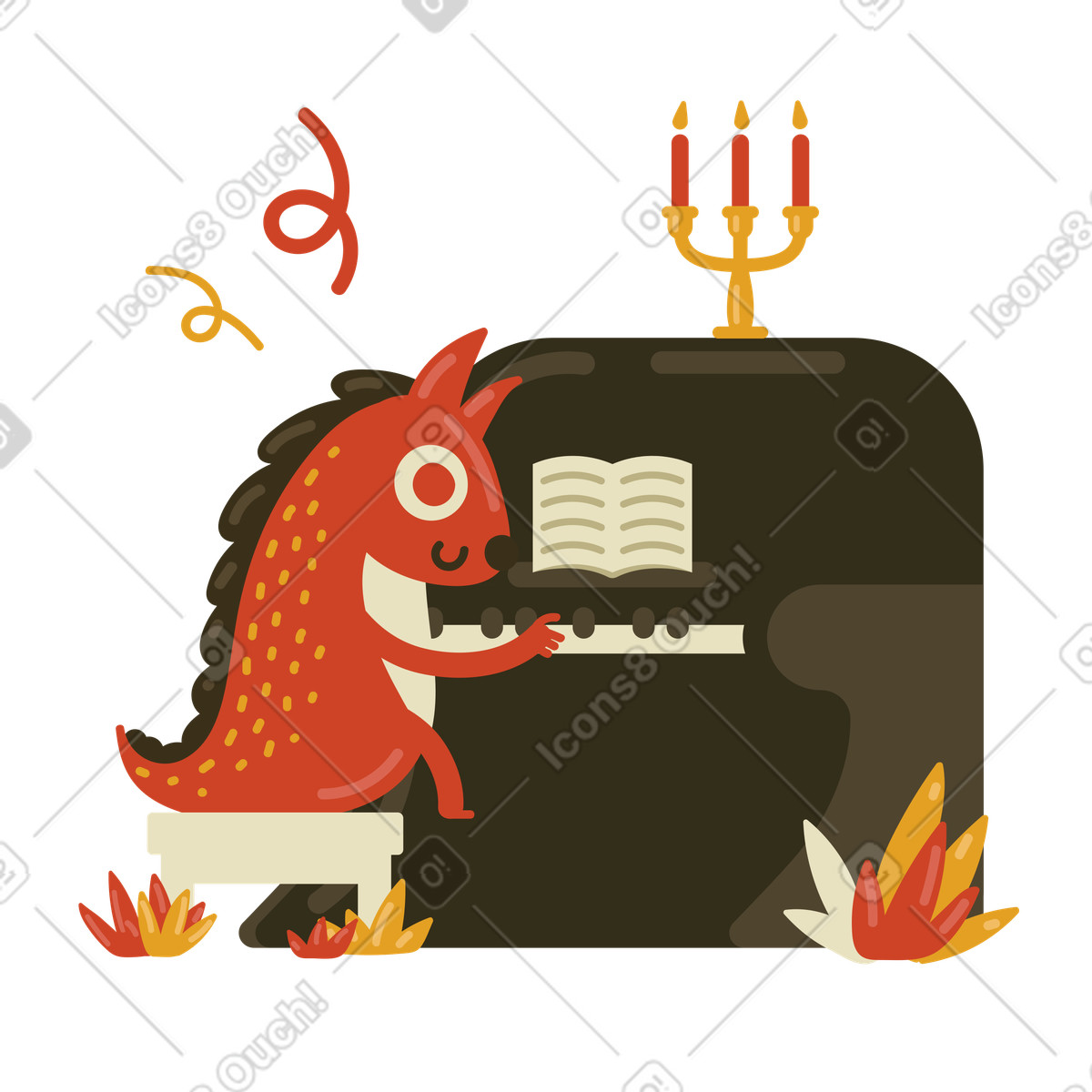 Play the piano illustration in Arabica style download in PNG, SVG