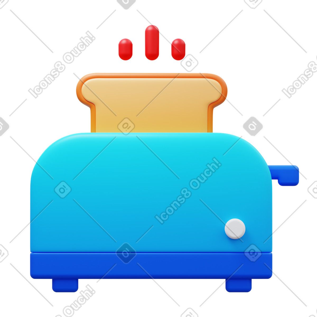Toaster illustration in 3D Fluency style download in PNG, SVG