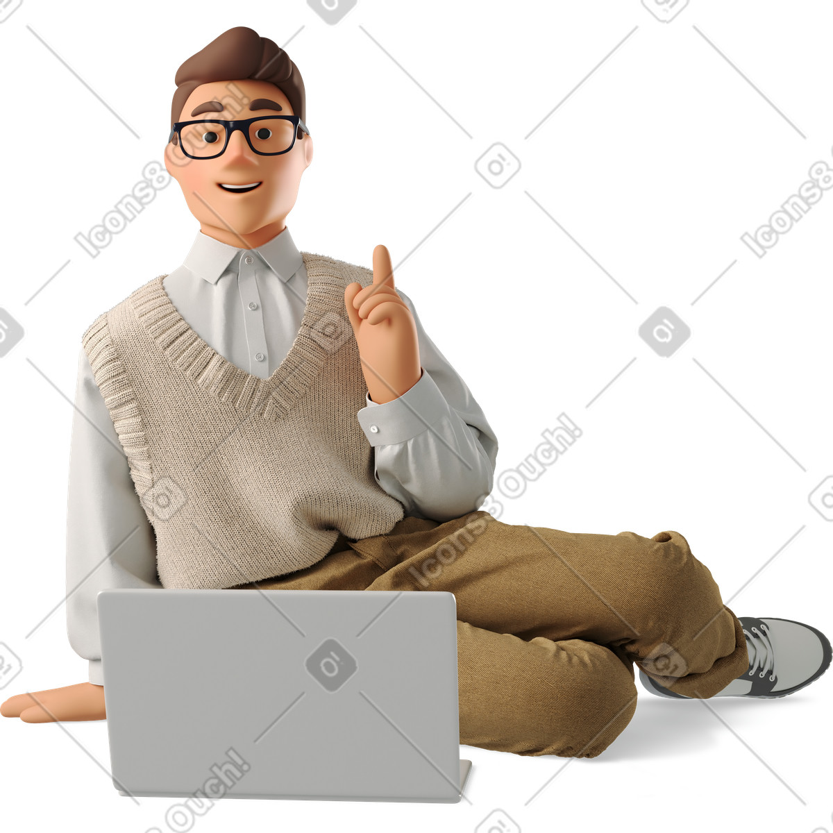 Ilustração de Young man got an idea em no estilo 3D Business para baixar em PNG, SVG