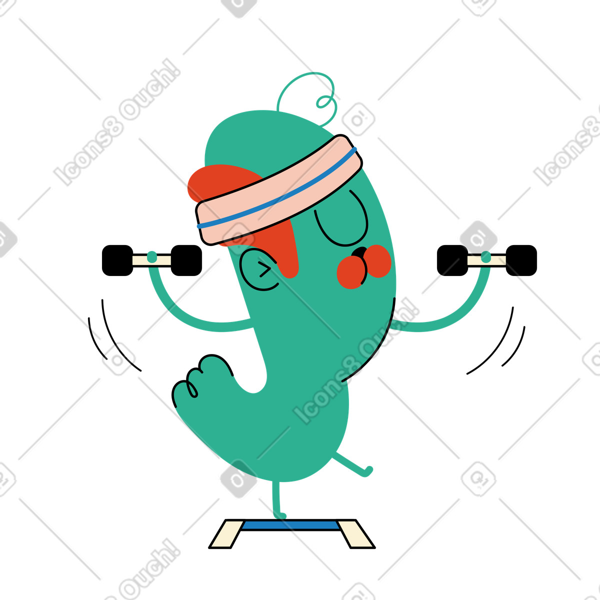 Ilustração de O personagem faz aeróbica em no estilo Jelly para baixar em PNG, SVG