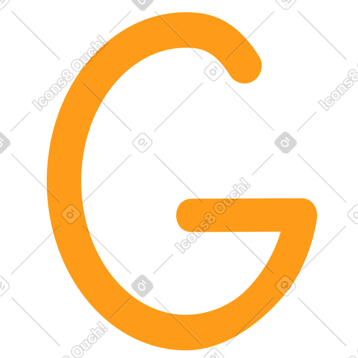 Ilustración G amarillo en estilo Kingdom a descargar en PNG y SVG