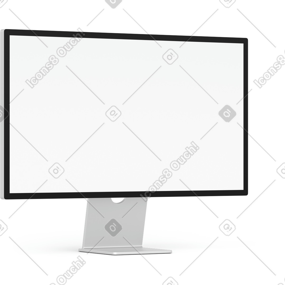 Side view computer monitor-Illustration im 3D Business-Stil als Download in PNG, SVG