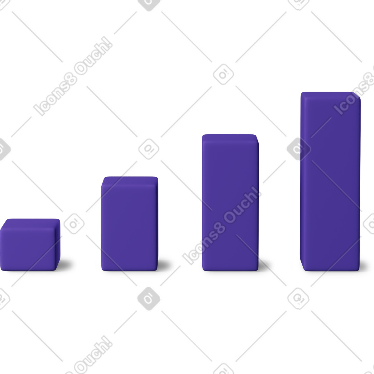 Growing purple bar chart illustration in 3D Business style download in PNG, SVG