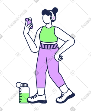 Sportswoman taking selfie after sports training PNG, SVG