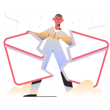 A person tearing apart an envelope - Marginalia style illustration