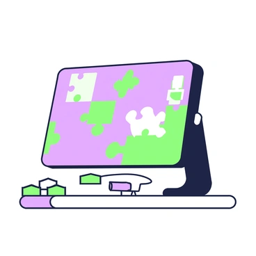 A black box with a touch screen interface showing a complex digital puzzle