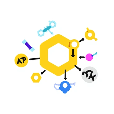 A detailed illustration depicting the initial stage of glycolysis. The scene shows a glucose molecule, represented as a hexagonal ring, with carbon, hydrogen, and oxygen atoms clearly labeled. The enzyme hexokinase is shown interacting with the glucose, with arrows indicating the transfer of a phosphate group from ATP to the glucose. Surrounding the main elements are colorful representations of ATP and ADP molecules, highlighting their role in the reaction. The background features a light gradient to enhance the visibility of the main components.