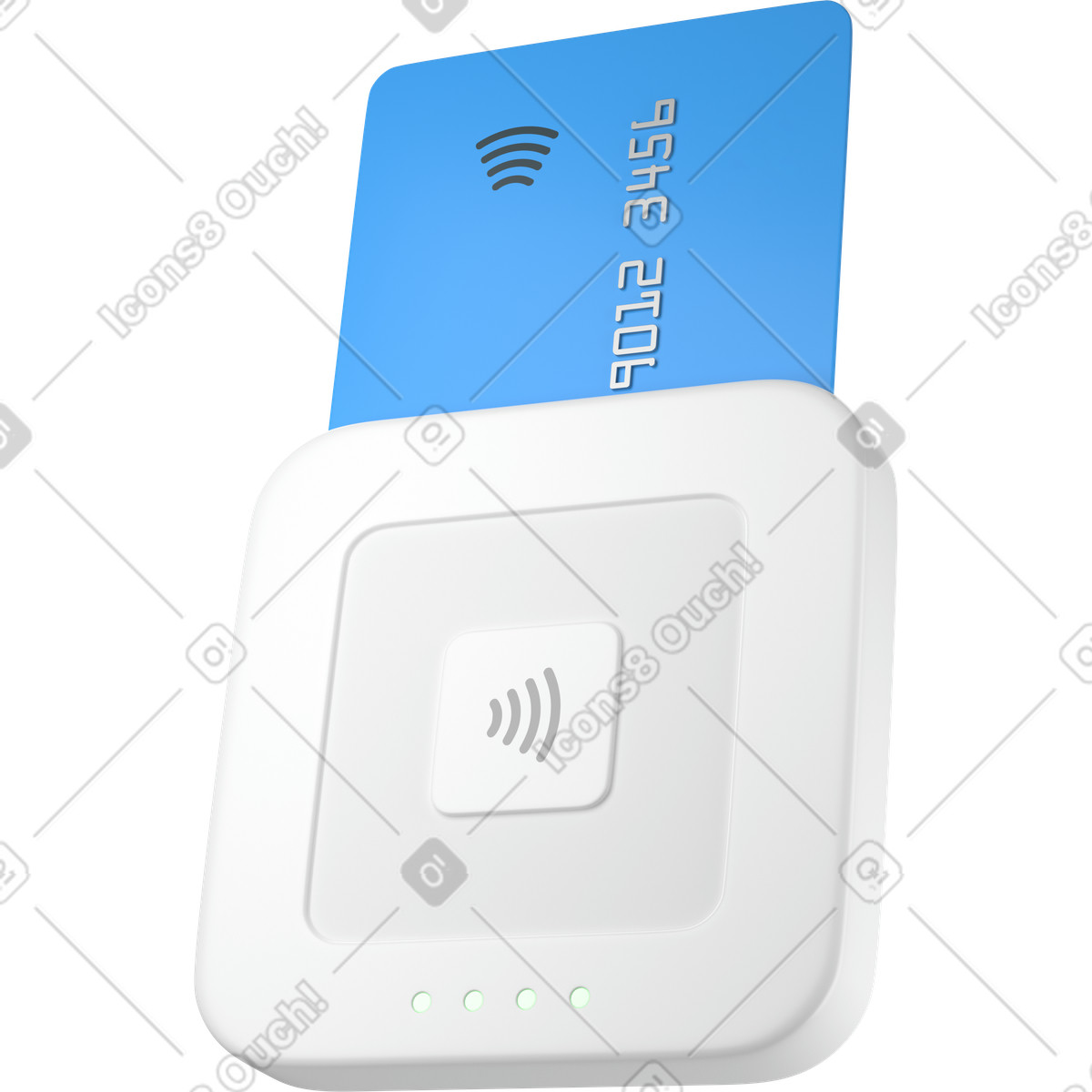 Reader for contactless and chip with credit card side view illustrazione in stile 3D Business scarica in PNG, SVG