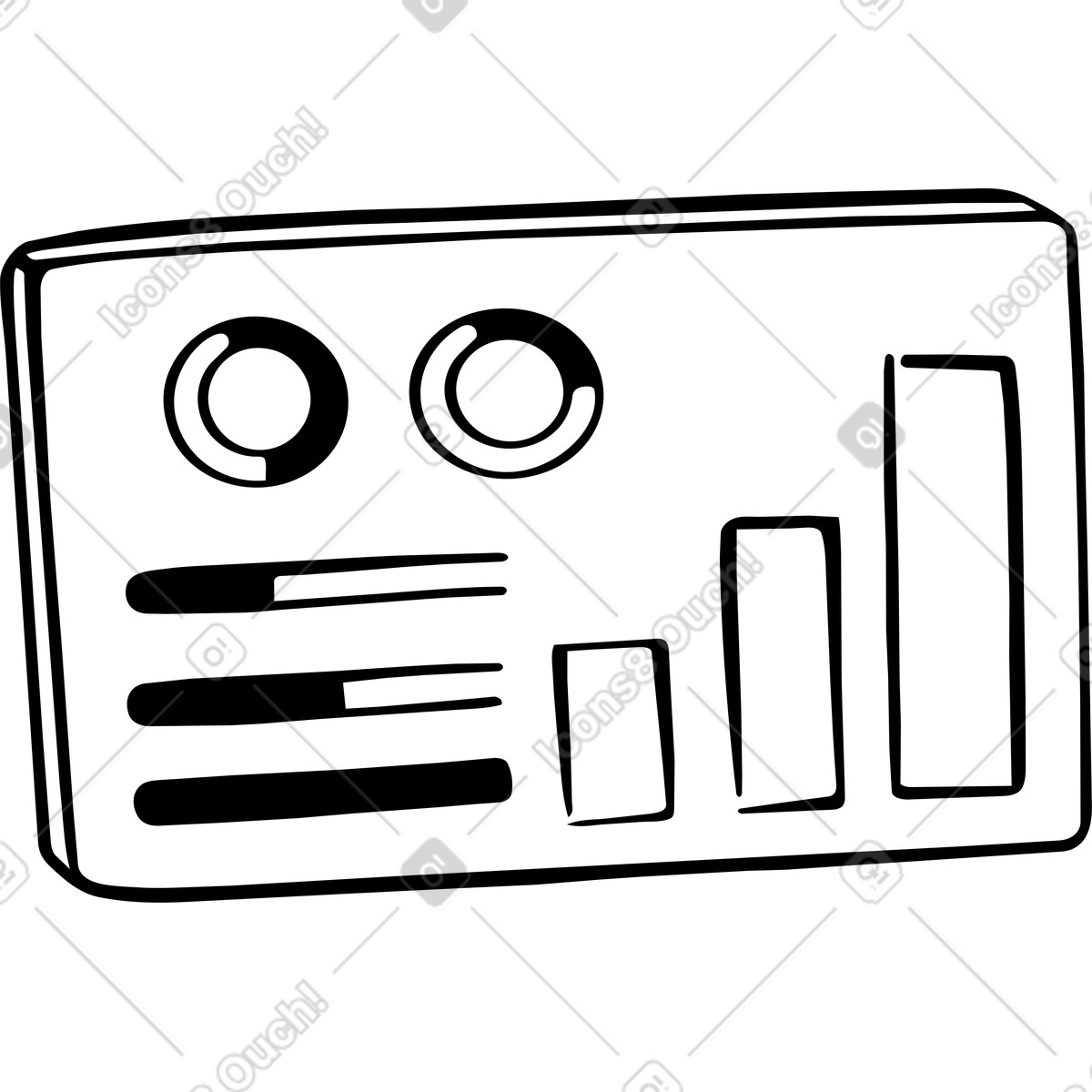 Simple business analytics dashboard-Illustration im Line-Stil als Download in PNG, SVG