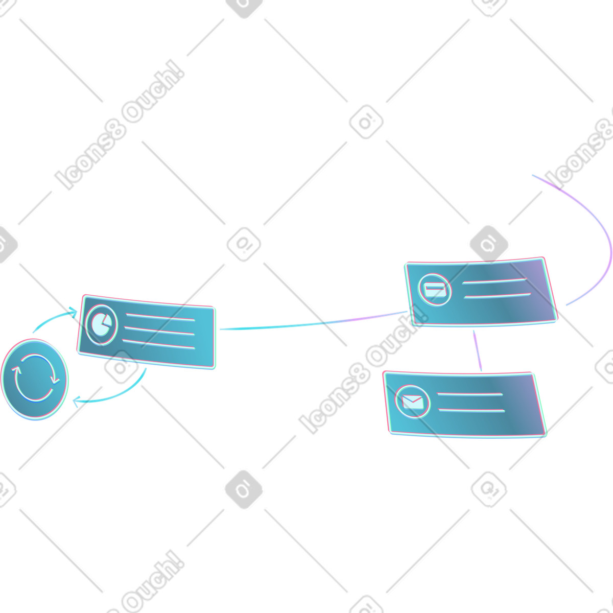 Flying social media notification illustration in Neon style download in PNG, SVG