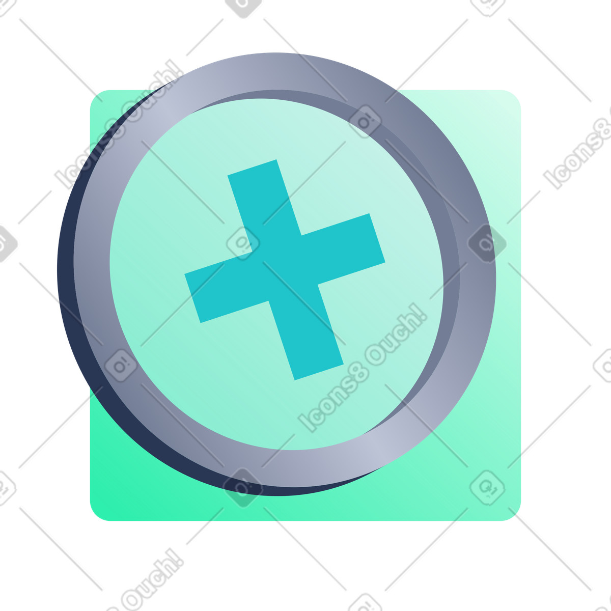 Circular add icon with plus symbol, App action button illustration in Lucent style download in PNG, SVG