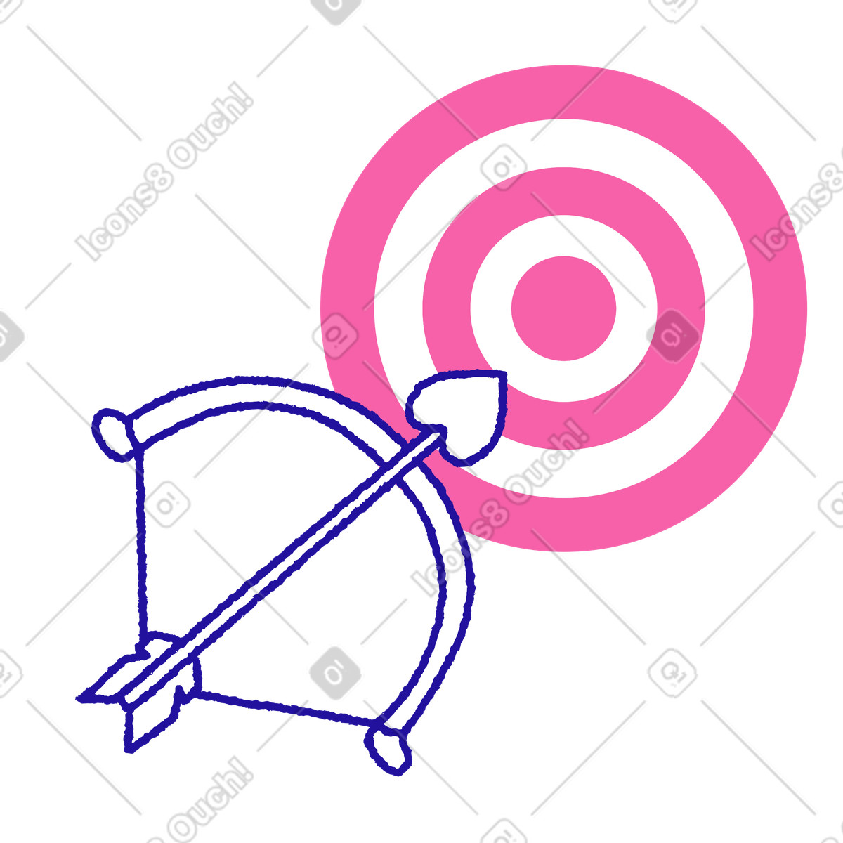 Whimsy スタイルの キューピッドの矢と弓と的 のイラストをPNG、SVG形式でダウンロード