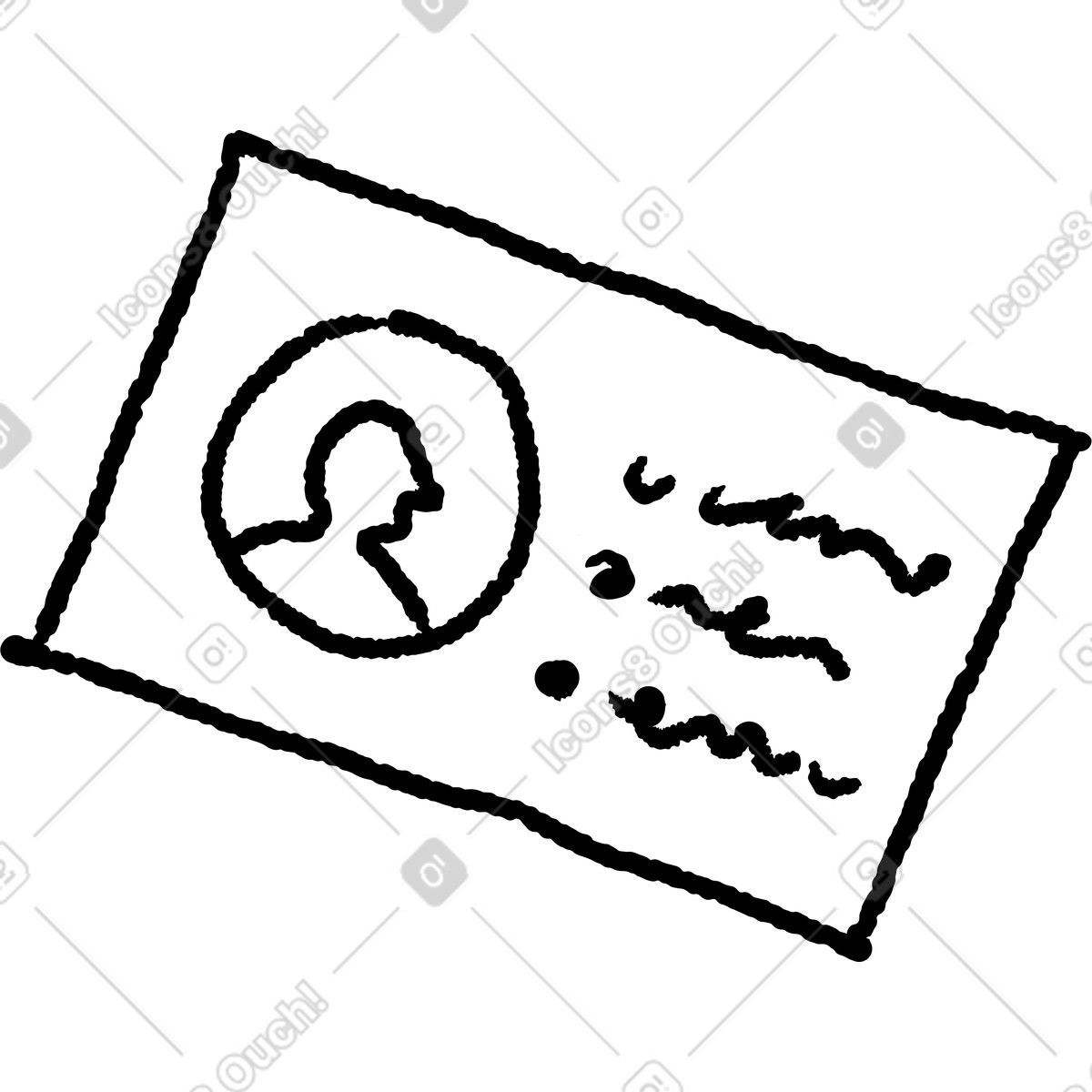 Ilustração de Id card sketch with profile silhouette and handwritten contact details em no estilo Black Chalk para baixar em PNG, SVG