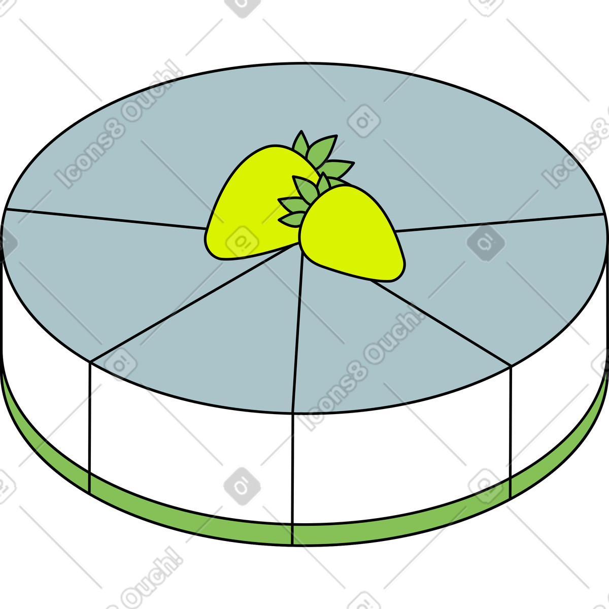 Strawberry cake illustration in Isometric style download in PNG, SVG