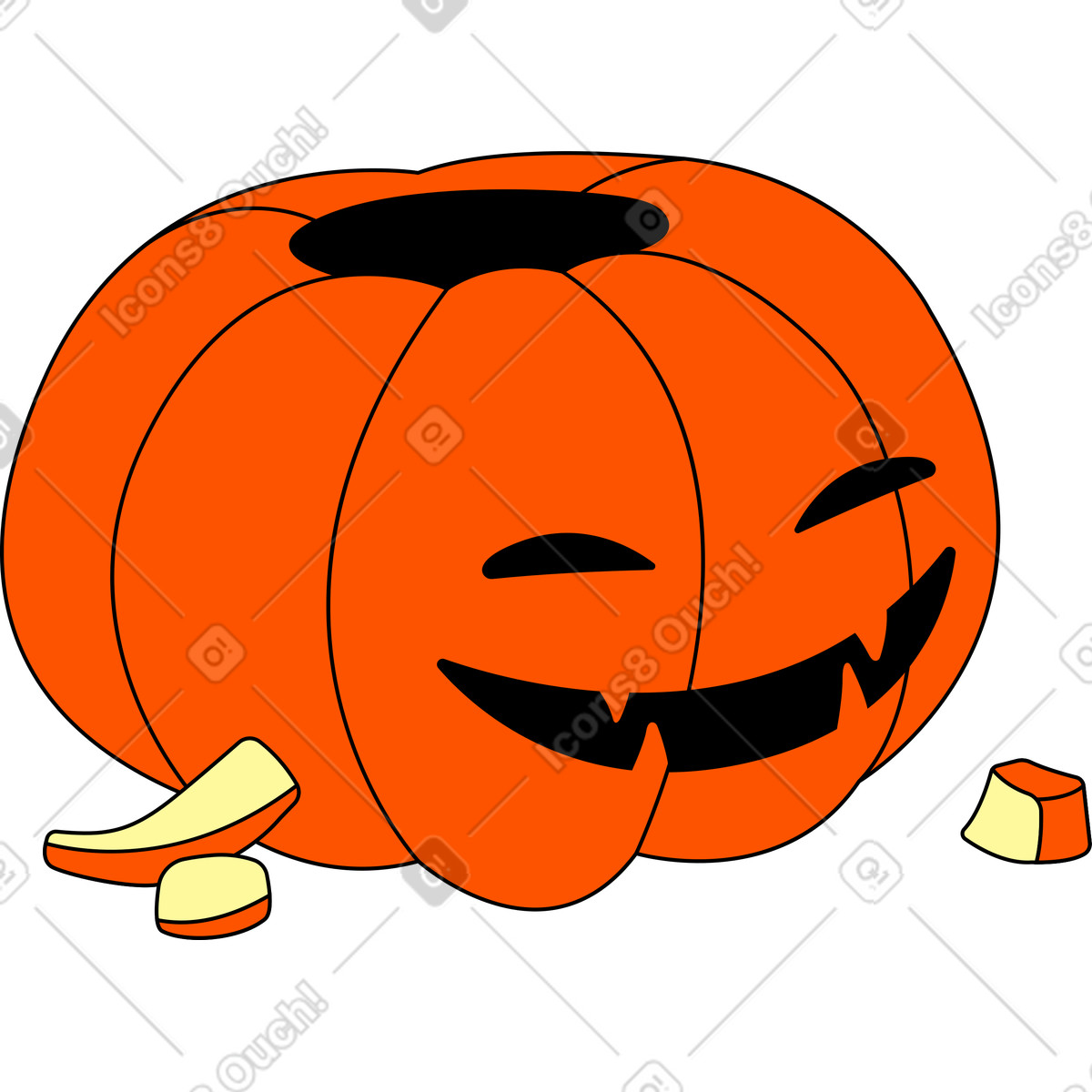 Pumpkin illustration in Kindy style download in PNG, SVG