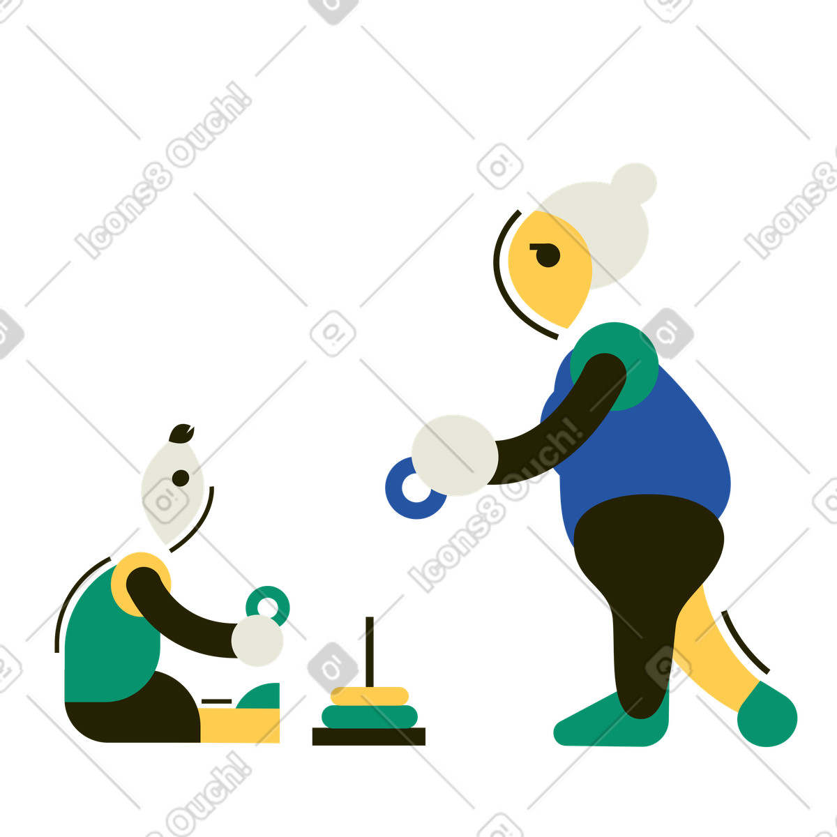 Nonna e nipote illustrazione in stile Spot scarica in PNG, SVG