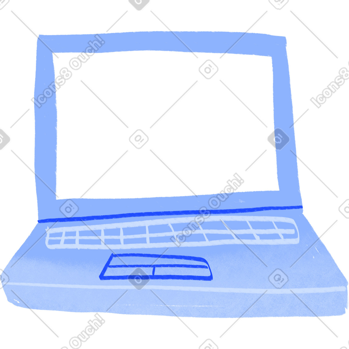Quirky スタイルの Blue portable laptop for digital workspace のイラストをPNG、SVG形式でダウンロード