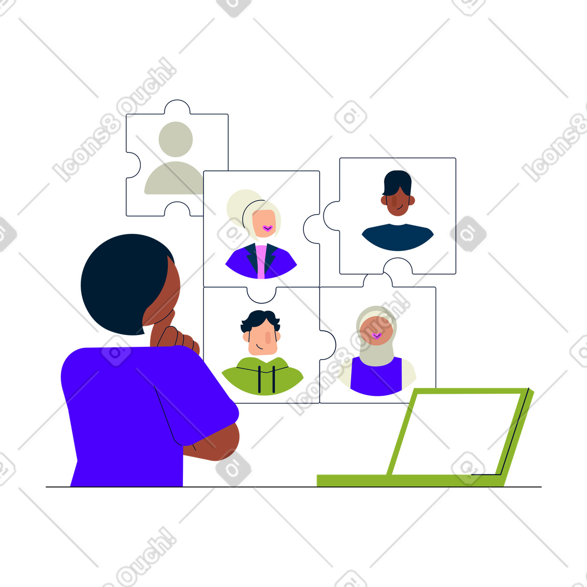 Human resources department hiring employee illustration in Cubes style download in PNG, SVG